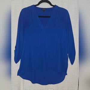 Express Women's Blue V-Neck Top